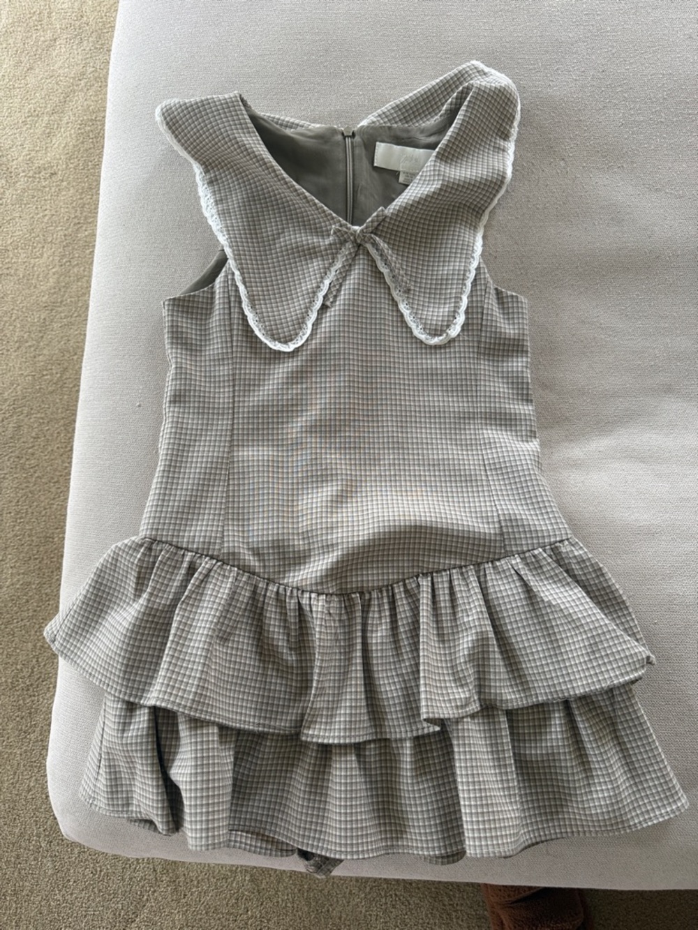Zara Beige Gingham Kids One-Piece Dress